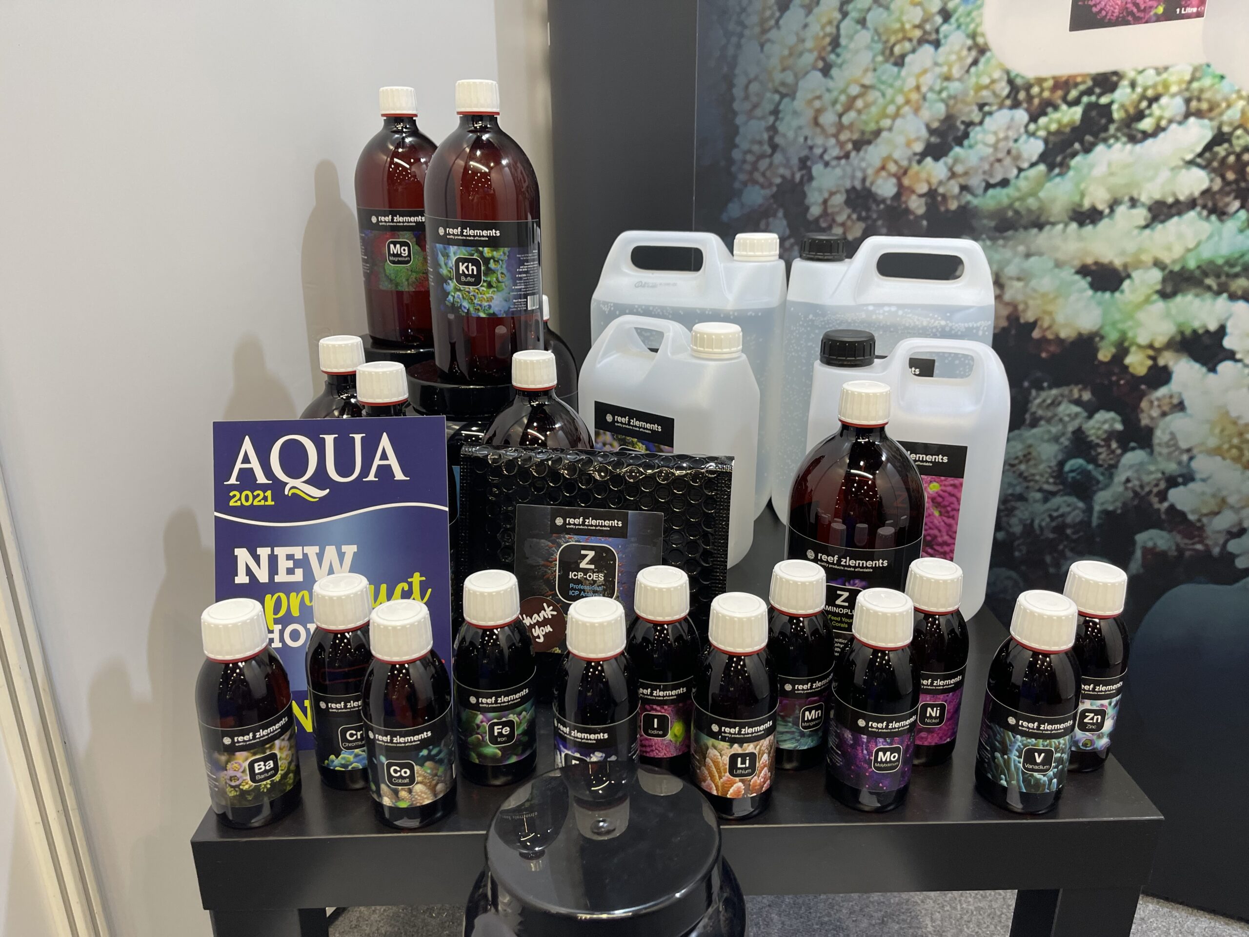 Reef Zlements product range on trade stand 2021